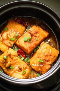 Cá hồi kho tương hột – braised salmon with soy bean paste